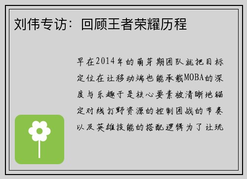 刘伟专访：回顾王者荣耀历程